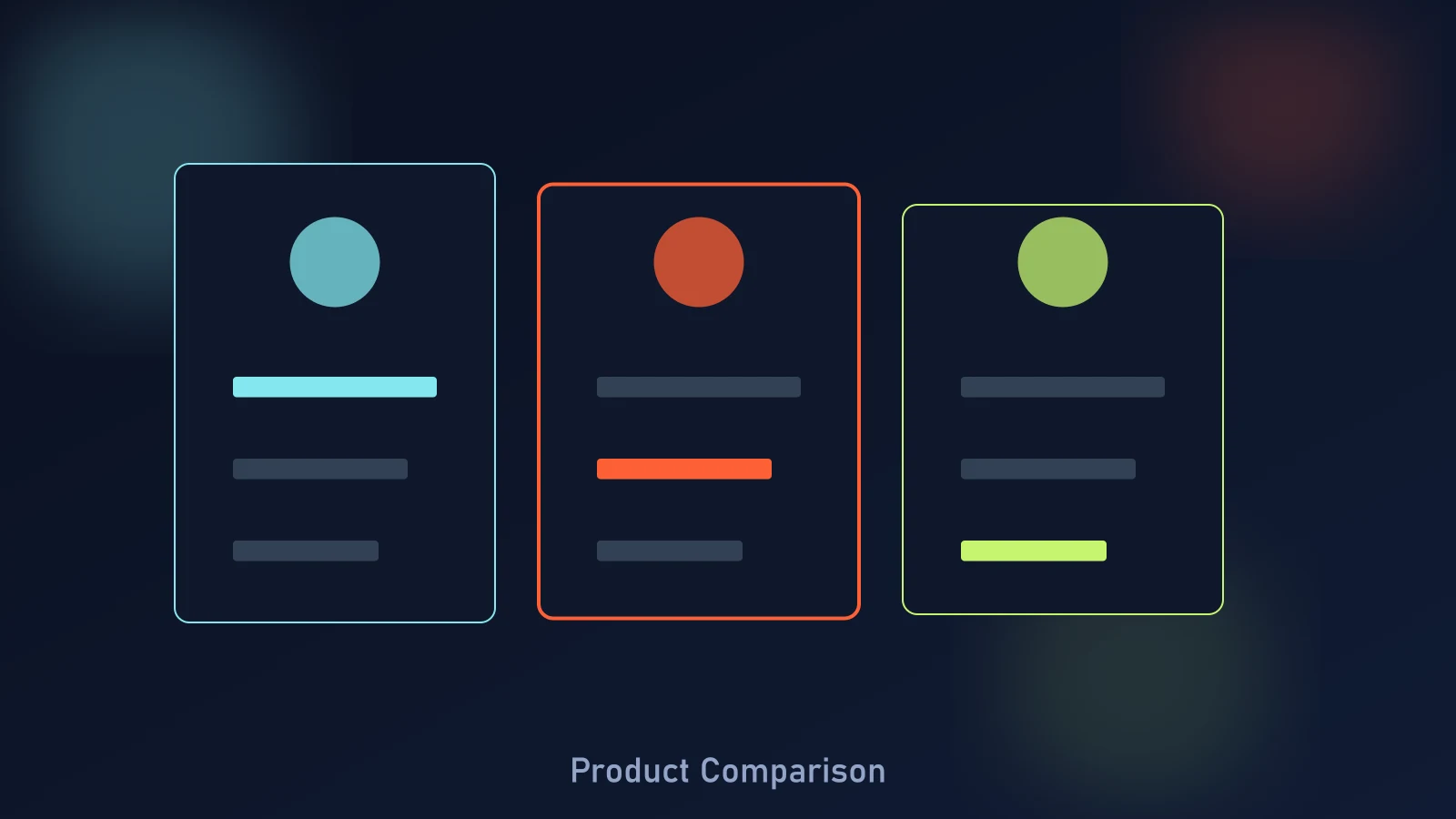 Shopify product comparison interface showing three products and highlighted decision-relevant differences