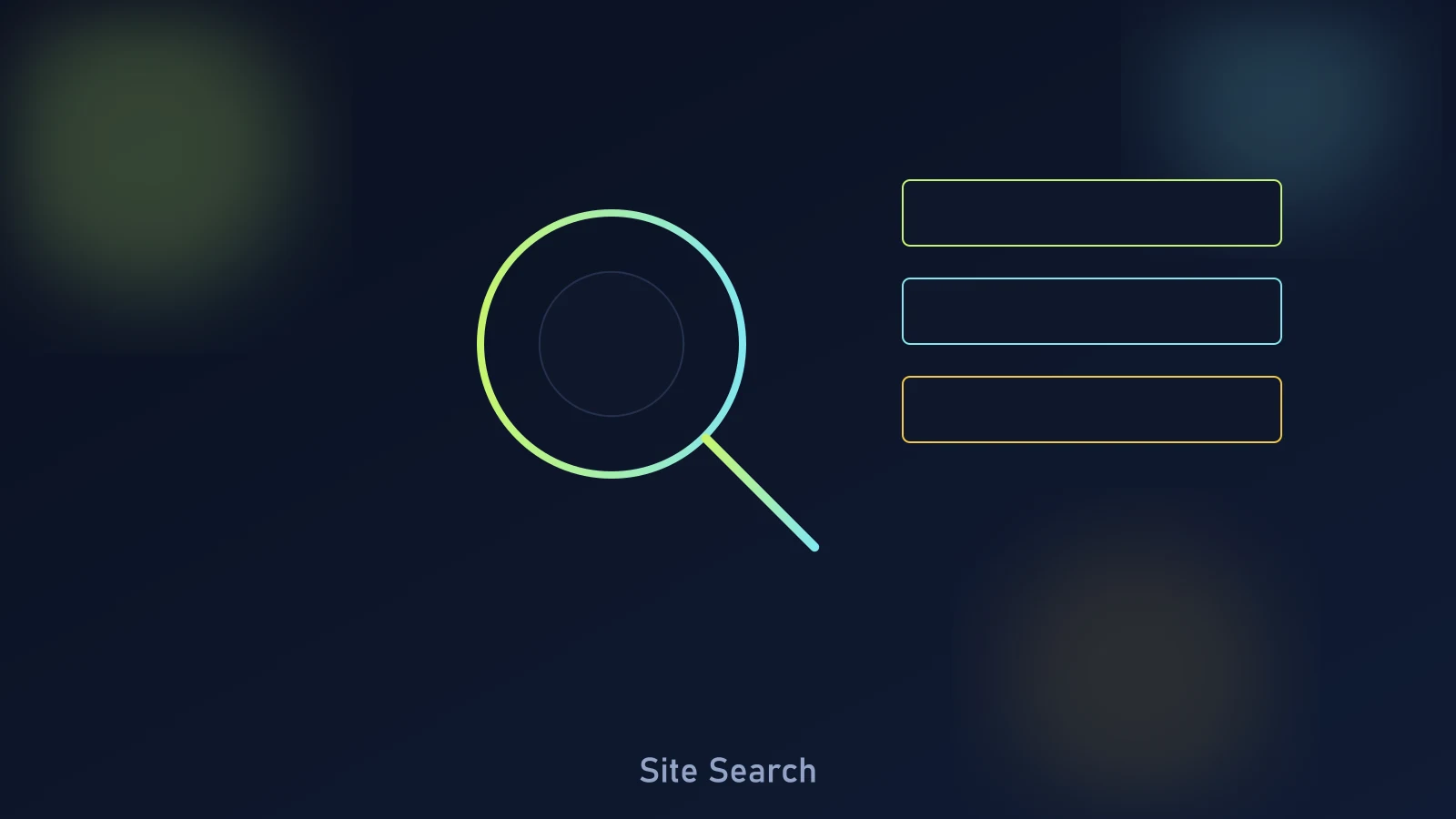Shopify site search diagram showing a query, relevance ranking, synonyms, and merchandising pins feeding into search results